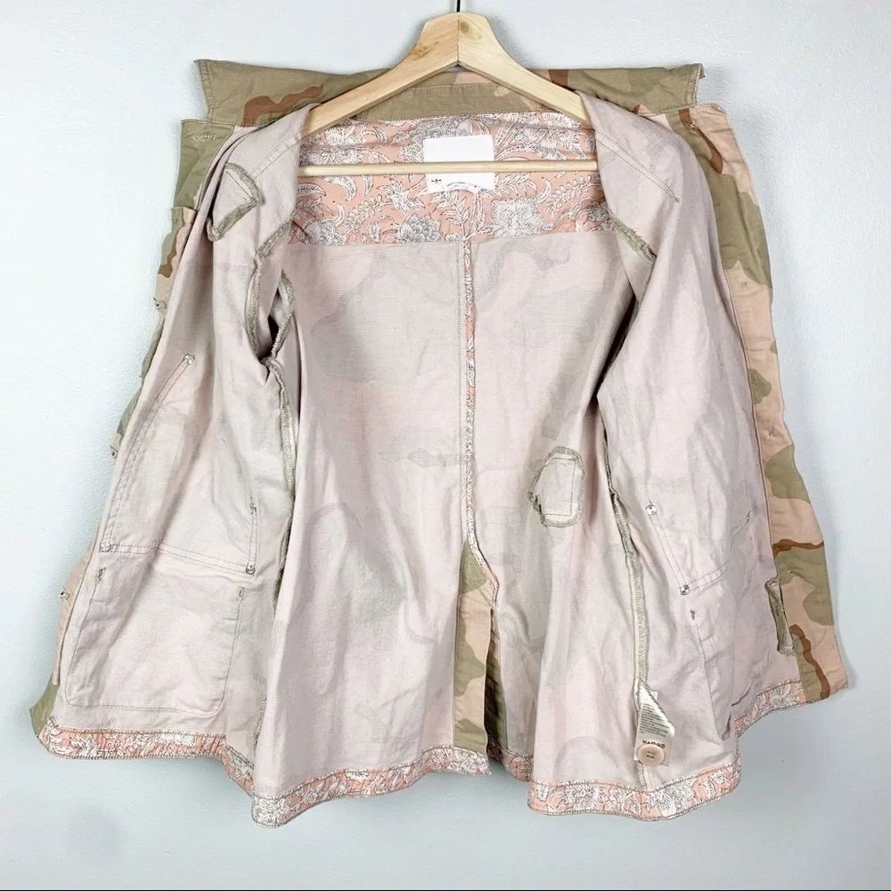 ANTHROPOLOGIE Lida Utility Jacket Pink Camo Oversized Cargo Boho Chic US S - Picture 12 of 13